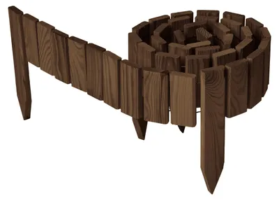 Produktbild von Garronda Beeteinfassung Holz Rollzaun Gartenzaun imprägniert Flexibler Rollborder Rasenkante Länge: 200 cm (Dunkelbraun, Höhe: 10 cm)