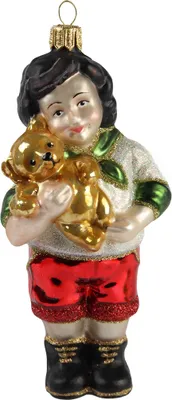 Produktbild von Weihnachtsfigur Junge mit Bärchen