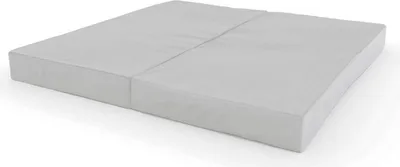 A two-part gymnastics mat on a white background.