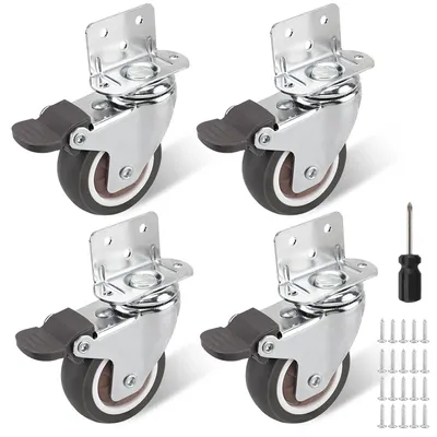 Produktbild von Möbelrollen mit Bremse, 50 mm, 4 Stück, für Möbel und Geräte