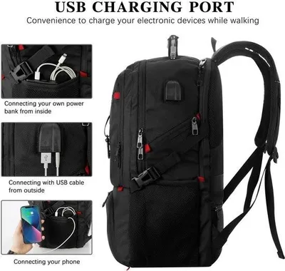Produktbild von Großer Laptop-Rucksack mit Schuhfach – Ideal für Schule und Reisen – Schwarz