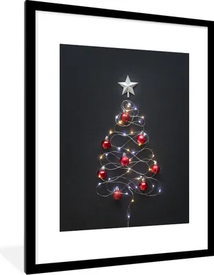 Produktbild von MuchoWow® MuchoWow® Gerahmtes Poster Weihnachtsbaum aus Lichtern 60x80 cm - Poster mit zchwarzem Bilderrahmen - Wohnzimmer - Dekorationen - Prämie