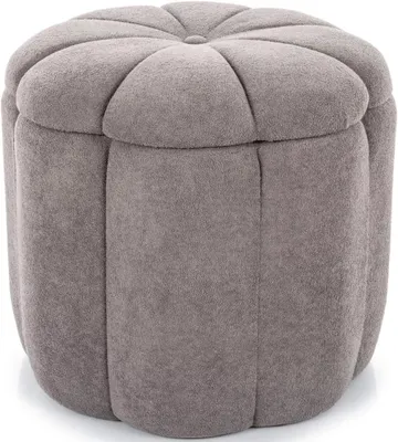 Produktbild von Tup, Samt Hocker mit Stauraum, Rund Ø45 cm, Sitzhocker bis 120 kg, moderner Polsterhocker, Velvet Oberfläche, für Wohnzimmer, Schlafzimmer, Grau