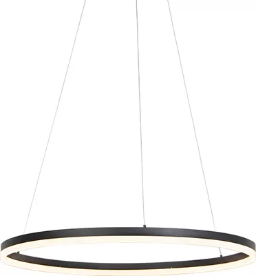 Obrázek produktu pro QAZQA – designové závěsné svítidlo ve tvaru kruhu I závěsné svítidlo I závěsné svítidlo černé 80 cm včetně LED a stmívače – Anello se stmívačem I stmívatelné I do obývacího pokoje I do ložnice – plastové kulaté – I LED