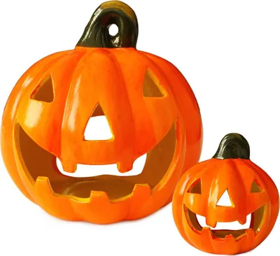 Produktbild von Jack O Lantern Kürbis LED Windlichter 2er Set als Halloween-Deko