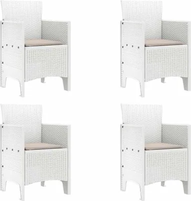 Immagine prodotto di vidaXL Sedia da giardino con cuscini 4 pz Bianco 53 x 49 x 85 cm Polipropilene