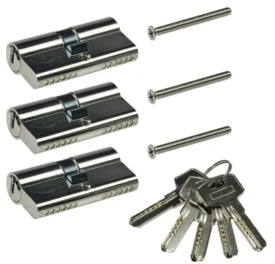 Produktbild von Schließzylinder-Set 3x 60mm, 5 Schlüssel, Not- & Gefahren