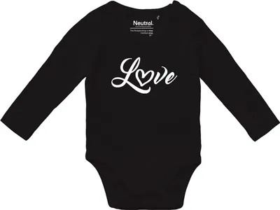 Produktbild von Huuraa Baby Body Love Herz Hearth 62 Black  Baumwolle Fairtrade Langarmbody Geschenkidee