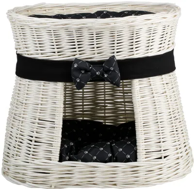 Zdjęcie produktu dla Owalny kremowy domek dla kota / kosz dla kota / wieża dla kota 50X40 H45 CM