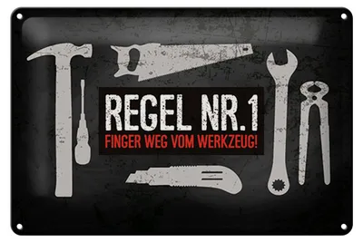 Produktbild von Blechschild Spruch 20x30 cm Finger weg vom Werkzeug Schild