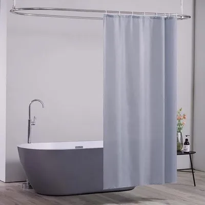 Immagine prodotto di Tenda da doccia grigio-blu in tessuto di poliestere antimuffa, impermeabile, lavabile, per vasca da bagno o bagno, con 8 ganci, 120x180 cm.