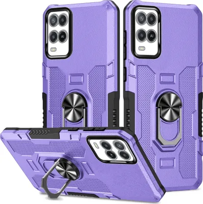Obrázek produktu pro OPPO A54 4G / A55 4G Case, Dual Layer Rugged Armour Ring Holder Stand Ochranné pouzdro pro OPPO A54 4G / A55 4G Purple