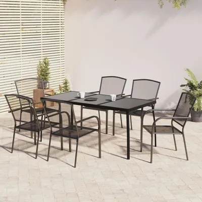 Immagine prodotto di Set da pranzo da giardino 7 pezzi in acciaio antracite - mobili da giardino 3187971
