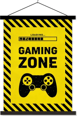 Produktbild von MuchoWow® Textilposter Spiele - Zitate - Controller - Spielzone - Spiel 90x120 cm mit schwarzem Rahmen - Dekoration