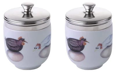 Eierkocher-Set aus Porzellan, 2er-Set, 6,5x6,5x10,5 cm, 150 ml