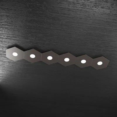 Immagine prodotto di Plafoniera Moderna Hexagon Metallo Marrone 6 Luci Led 12X6W