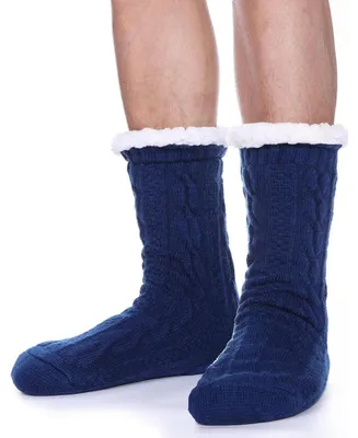 Produktbild von Herren Kuschelsocken Warme Stoppersocken Dicke Wintersocken Flauschig Thermosocken Hüttensocken ABS Winter Socken 41/46 EU Blau 1 Paar