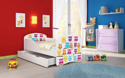 Immagine prodotto di ACMA I letto giovanile letto per bambini letto junior completo di materasso a doghe bianco 31 gufo 140x70 + rete