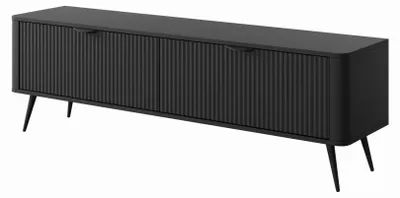 Produktbild von TV-schrank MAVO 163 cm mit 2 Klappen, Schwarz, geriffelter Front, Wohnzimmer, TV-lowboard