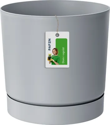 Produktbild von GRAUER BLUMENTOPF 24cm Topf mit Untersetzer CLIC+DROP SYSTEM POLIERTES PRODUKT