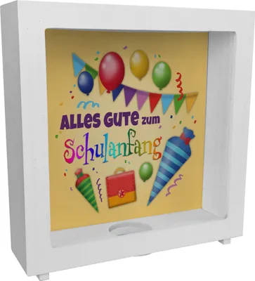 Produktbild von Alles Gute zum Schulanfang Rahmen Spardose aus Holz zur Einschulung