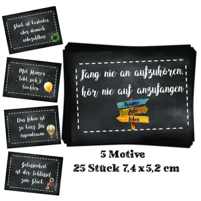 Produktbild von 25 Sprüche Aufkleber schwarz bunt - 5 x 5 Geschenketiketten als Verzierung für Geschenke, Post & Briefe