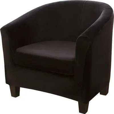 Obrázek produktu pro Topchances Kryt židle Club Chair Slipcover, Velvet Tub Chair Sofa Cover pro Cafe Chair Club Chair Lounge Chair Cocktail Chair (Black)