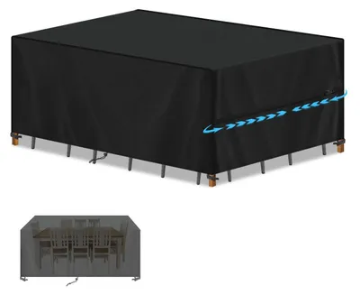 Obrázek produktu pro Ochranný kryt na zahradní nábytek, rozměry 190x90x80 cm, černý, materiál 420D Oxford, odolný vůči UV záření, odolný vůči povětrnostním vlivům