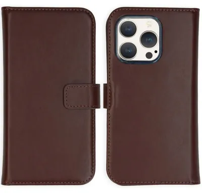 Imagen del producto de Funda de Cuero Auténtico tipo Libro para Apple iPhone 15 Pro - Marrón