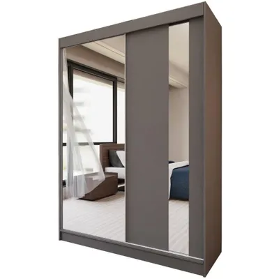Image de BEAUTYSOFA armoire à portes coulissantes GAJA 150 cm - armoire moderne à deux portes avec miroir (graphite)