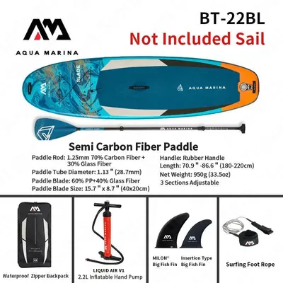 Produktbild von Blade - Aufblasbares SUP Board mit Segel - 320x84x15 cm - 150 kg Tragkraft - 350 L Volumen - Set D