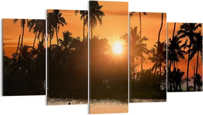 Produktbild von Bild auf Leinwand - Leinwandbild - Palme Fluss Sommer - 160x85cm - Wand Bild - Wanddeko - Leinwanddruck - Bilder - Kunstdruck - Wanddekoration - Leinwand bilder - Wandkunst - EA160x85-3894