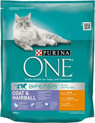 A bag of Purina ONE cat food.