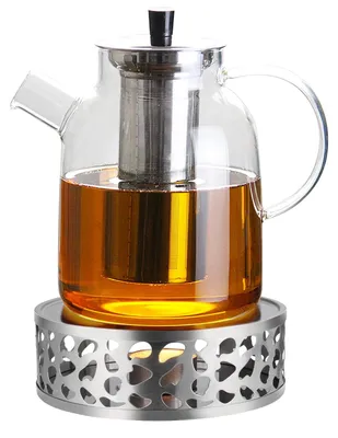 Glasteekanne 1800 ml mit Sieb & Stövchen, für Herd geeignet