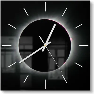Produktbild von DEQORI Glasuhr 30x30 cm Modern 'Sonnenfinsternis' Wanduhr Glas Uhr Design leise