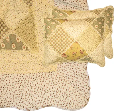 Produktbild von Clayre & Eef Tagesdecke 230x250 cm Grün Beige Polyester