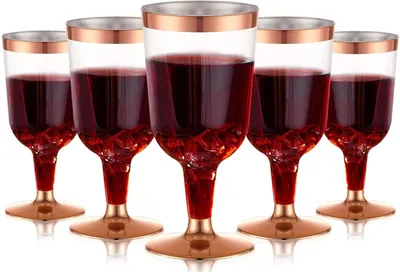 Produktbild von 30 Plastik-Weingläser in Roségoldfarbe