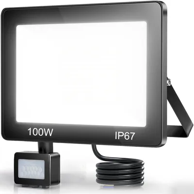 LED-Strahler 100W mit Bewegungsmelder, IP67, 10.000lm, kaltweiß