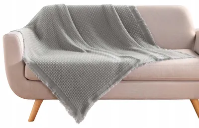 Produktbild von Graue weiche Decke Plaid mit Fransen 125x150 cm