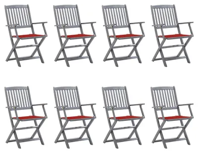 Produktbild von vidaXL Klappbare Gartenstühle 8 Stk. mit Kissen Massivholz Akazie