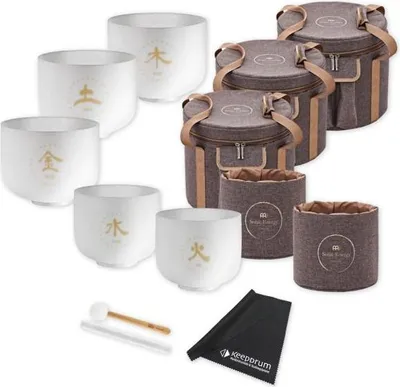 Image de Ensemble de bols chantants en quartz Meinl Sonic Energy 5 éléments avec tissu