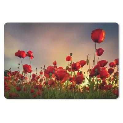 Produktbild von MuchoWow® Mauspad Mousepad Bunter Himmel über einem Mohnblumenfeld in Dänemark 27x18 cm - Mousepads - Maus Mat - Pad - Mausunterlage - Büroartikel - Desk Matten
