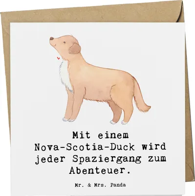 Produktbild von Mr. & Mrs. Panda Grußkarte Nova Scotia Duck Abenteuer - Weiß - Geschenk, Klappkarte, Hundeliebhaber, Glückwunschkarte, Hunderasse, doppelkarte, Erkundungen, anlasskarte