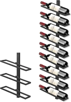 Produktbild von Famanu Wandweinregal für 9 Flaschen - Wandmontage, platzsparend, Set von 3