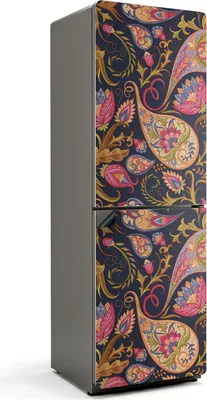Obrázek produktu pro Rostlinný vzor s ornamenty - Magnetický kryt lednice - Magnetická dekorativní fólie do kuchyně - Magnetická dekorace na lednici - Samolepicí magnetická tabule - Magnetická fólie na dveře lednice - 60x180 cm