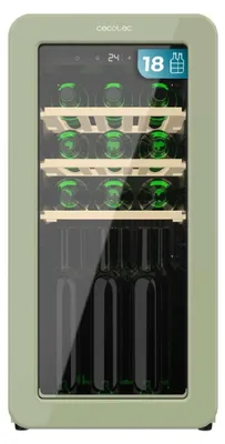 Produktbild von Cecotec Bolero GrandSommelier Origin 18 Hit Green, Weinkühler mit Kompressor, Freistehend, 18 Flasche(n), F, Innenbeleuchtung, Grün