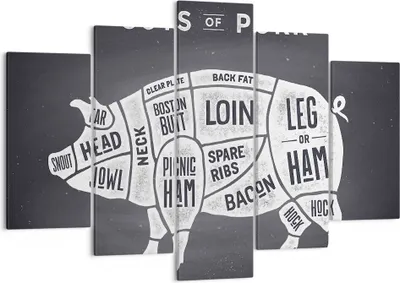 Produktbild von Bild auf Leinwand - Leinwandbild - Schweinefleisch Cuts Kochen Grafik - 150x100cm - Wand Bild - Wanddeko - Leinwanddruck - Bilder - Kunstdruck - Leinwand bilder - Wandkunst - EA150x100-3157