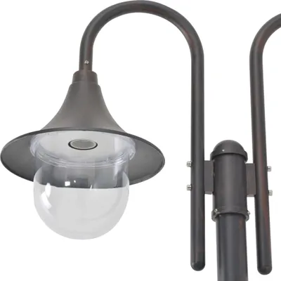 Immagine prodotto di vidaXL Dissuasore luminoso da giardino E27 220 cm in alluminio a 2 lanterne bronzo