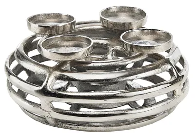 Produktbild von Lockardi Dekokranz rund Metall für 4 Kerzen - Kerzenhalter silber Adventskranz Adventsdeko Winterdeko Kerzenständer Dekokranz Tischdeko Weihnachten