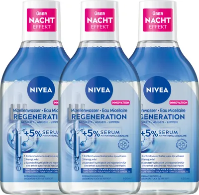 Produktbild von NIVEA Mizellenwasser Regeneration Panthenol Squalan Make-Up Entferner 3x 400ml